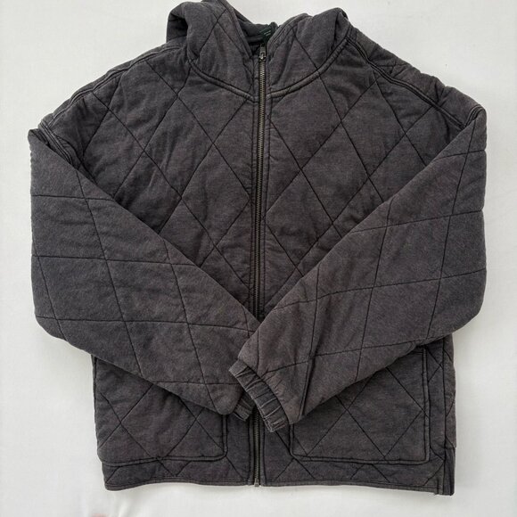 Wild Fable Women’s Small Dark Gray Quilted Long Sleeve Zip Up Hoodie Jacket - Picture 5 of 8